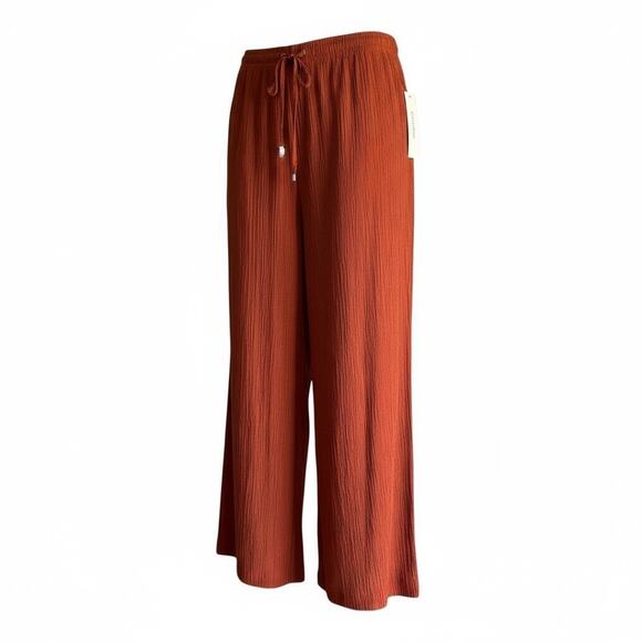 Calvin Klein crinkle drawstring wide leg pants NWT - Picture 1 of 9